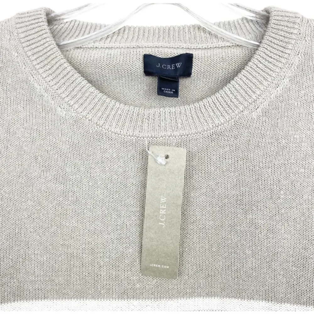 J. Crew Tan White Striped Sweater Sz L